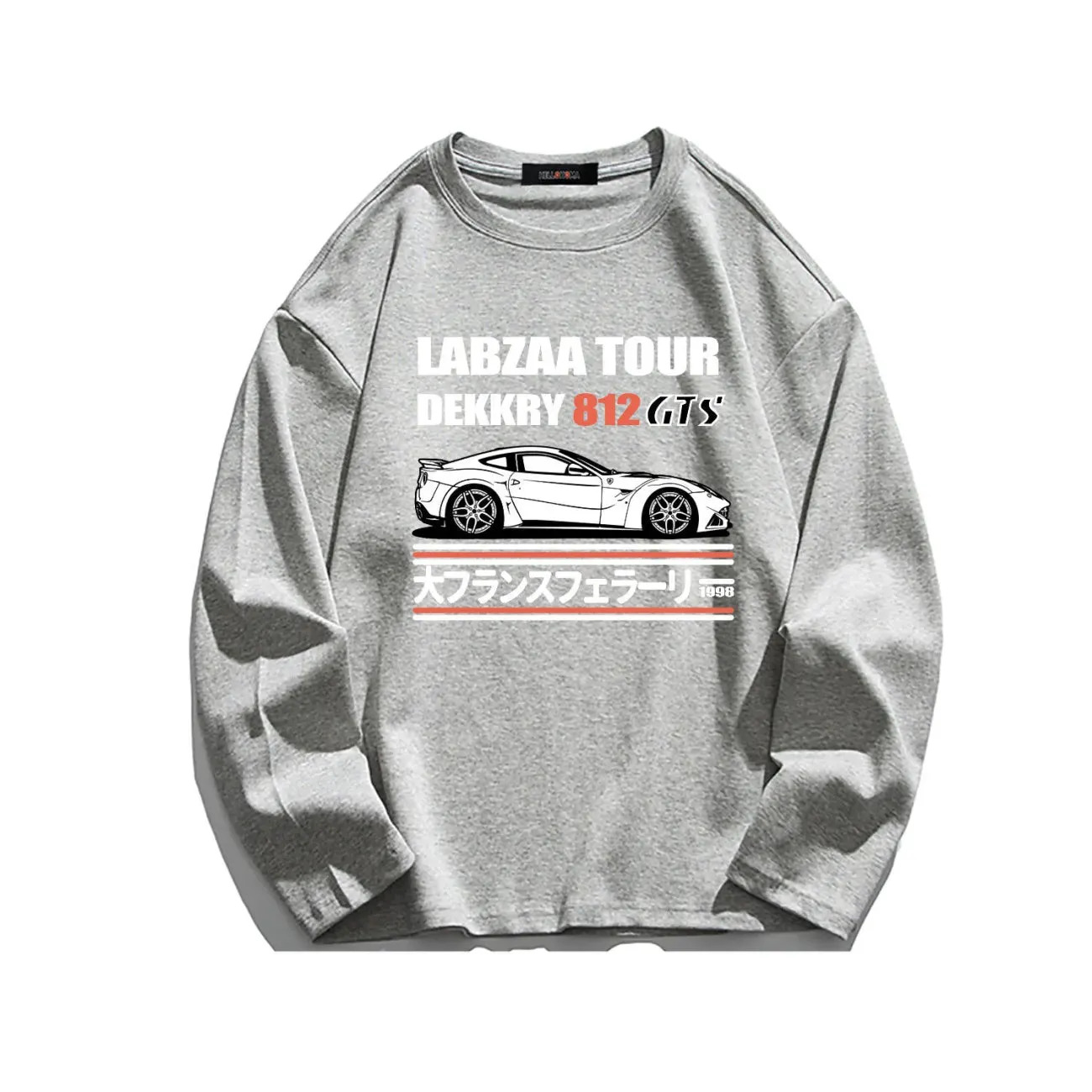 Letter Japanese Car Print Long Sleeve Shirt