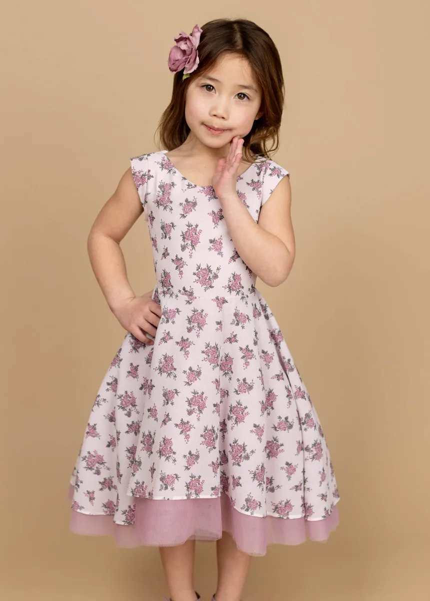 Lezah Petticoat Dress in Lilac Ditsy Floral