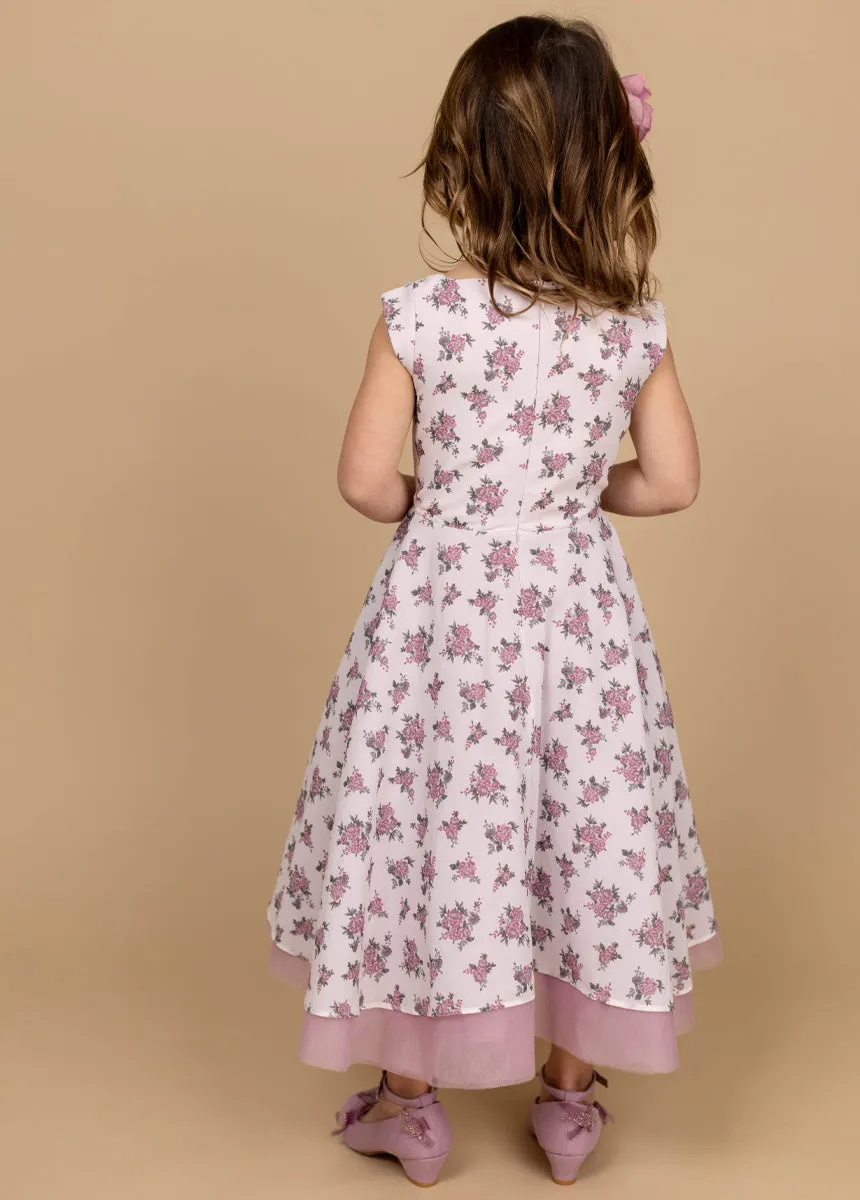 Lezah Petticoat Dress in Lilac Ditsy Floral