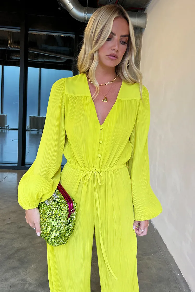 Lime Plisse Lola Jumpsuit