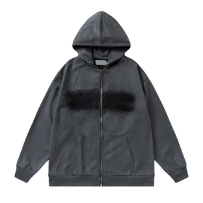 Loose Suede Alphabet Hoodie
