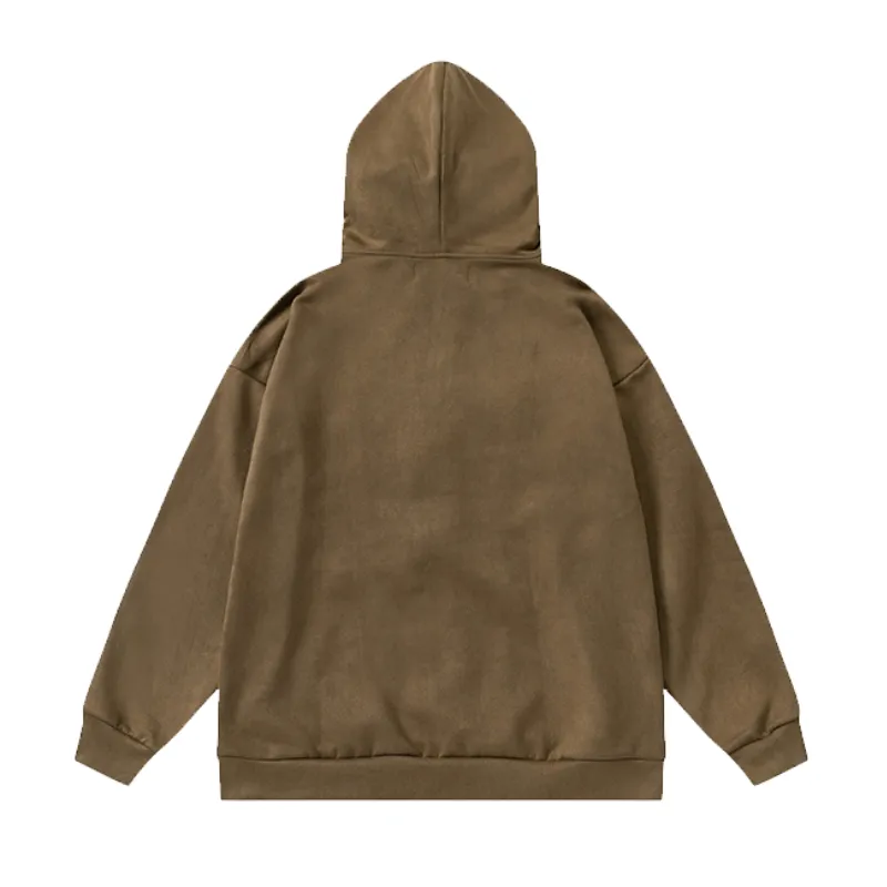 Loose Suede Alphabet Hoodie