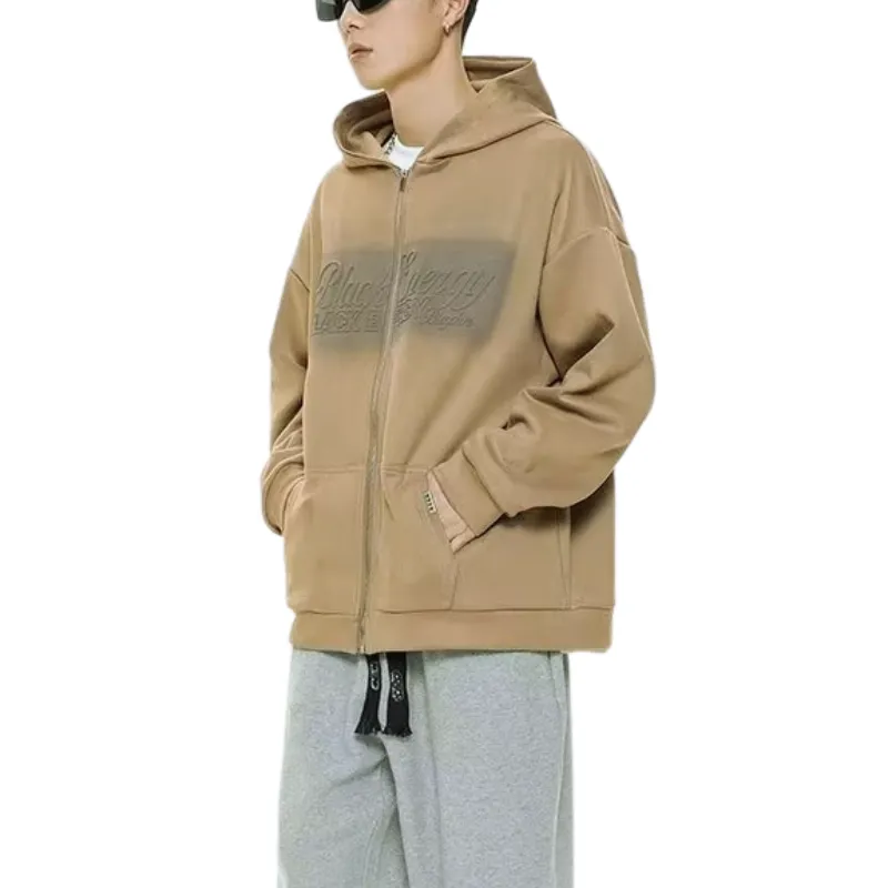 Loose Suede Alphabet Hoodie