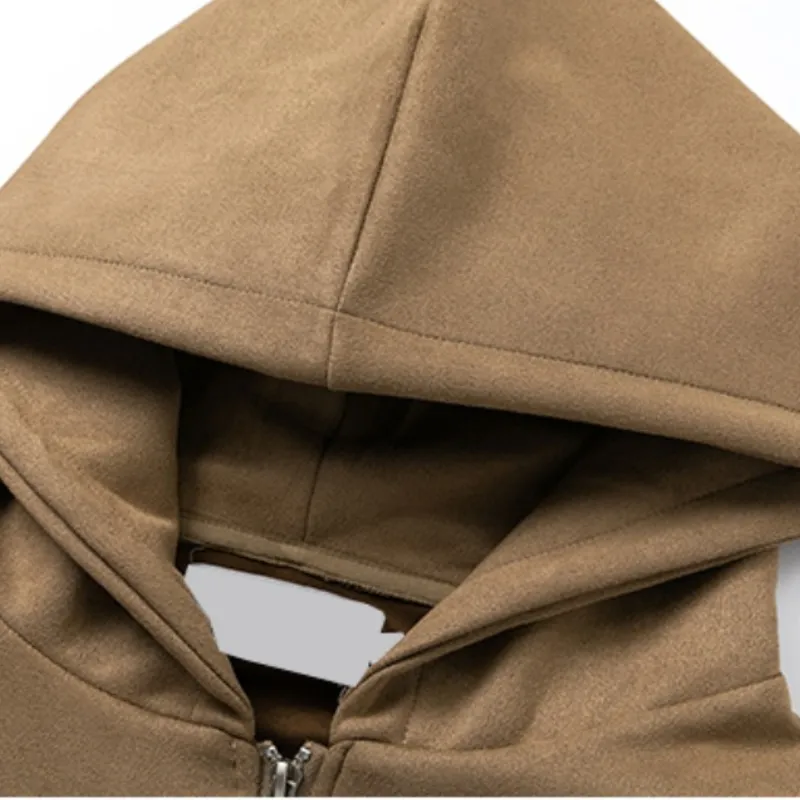 Loose Suede Alphabet Hoodie