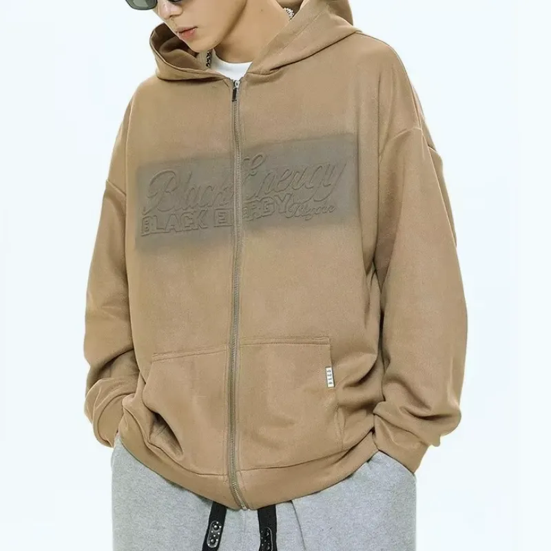 Loose Suede Alphabet Hoodie