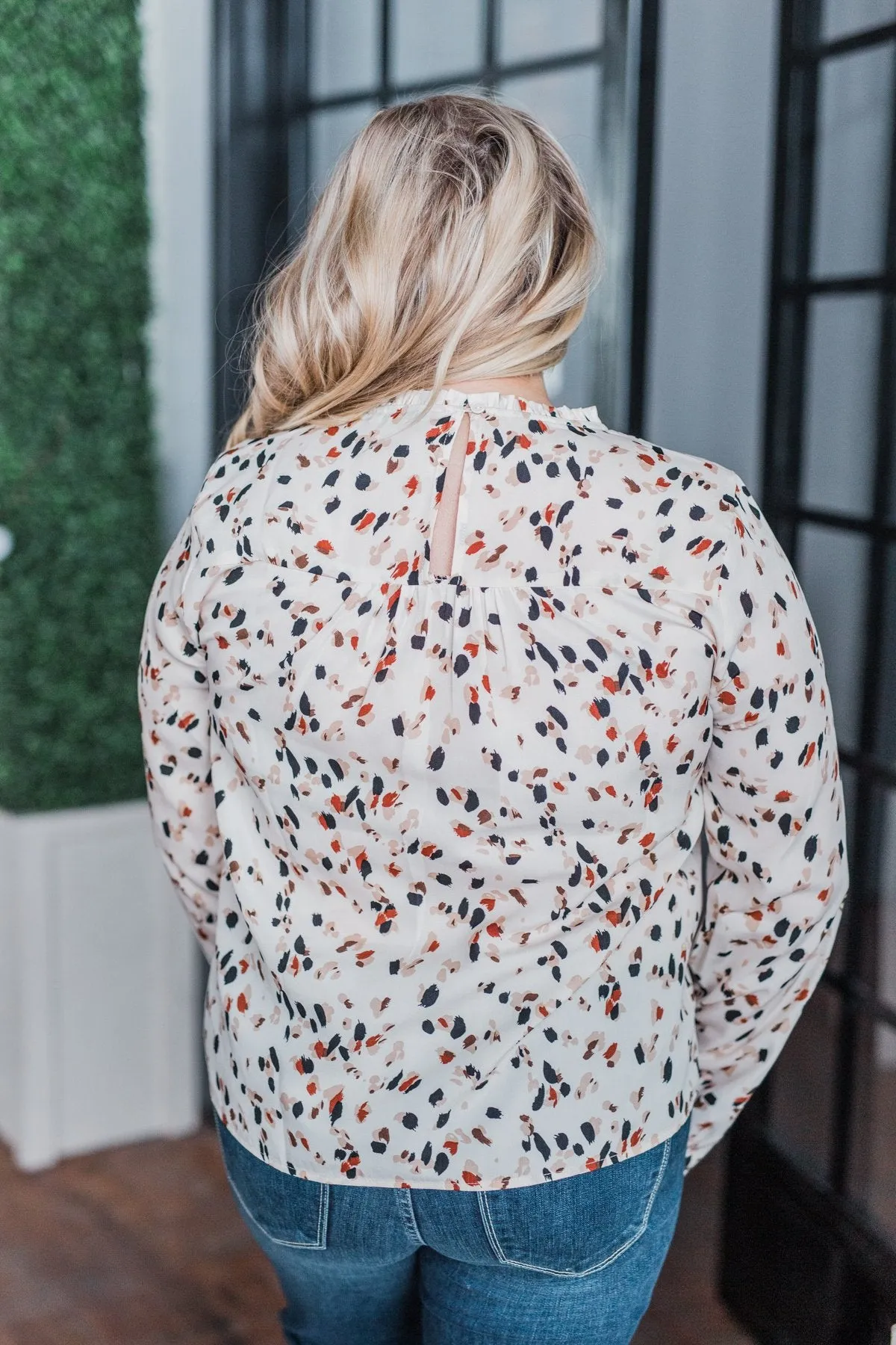 Love To Lean On Speckled Blouse- Vanilla
