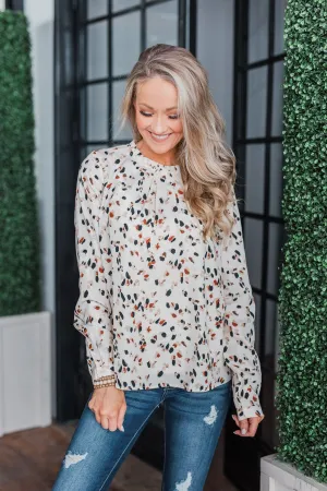 Love To Lean On Speckled Blouse- Vanilla