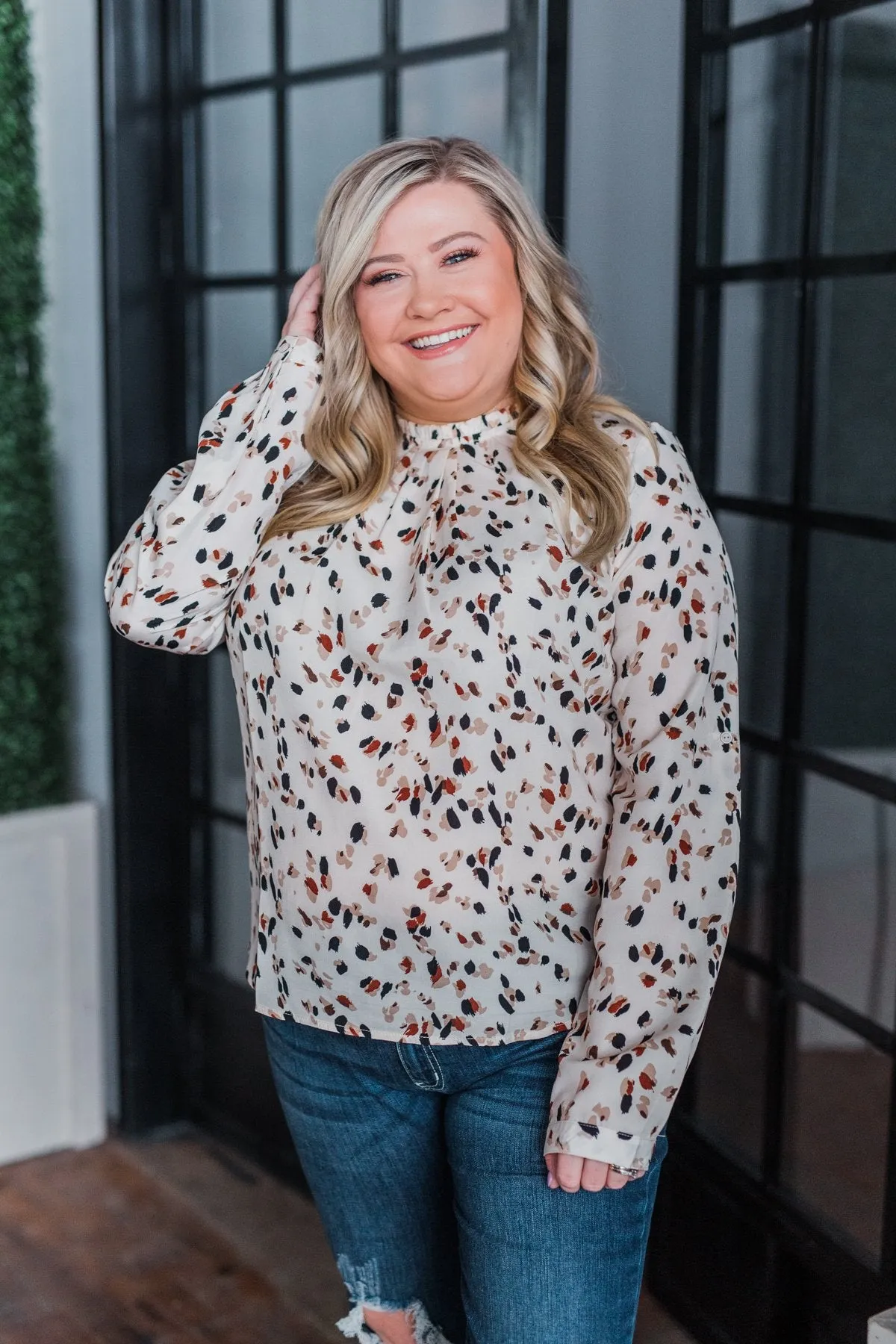 Love To Lean On Speckled Blouse- Vanilla