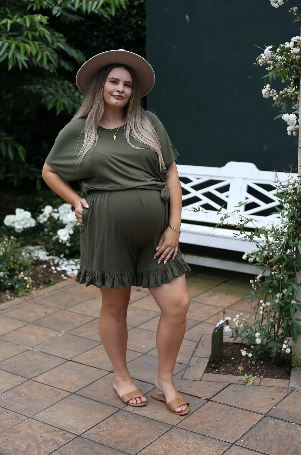 Mae Breastfeeding Jumpsuit by Addison Clothing (Khaki)