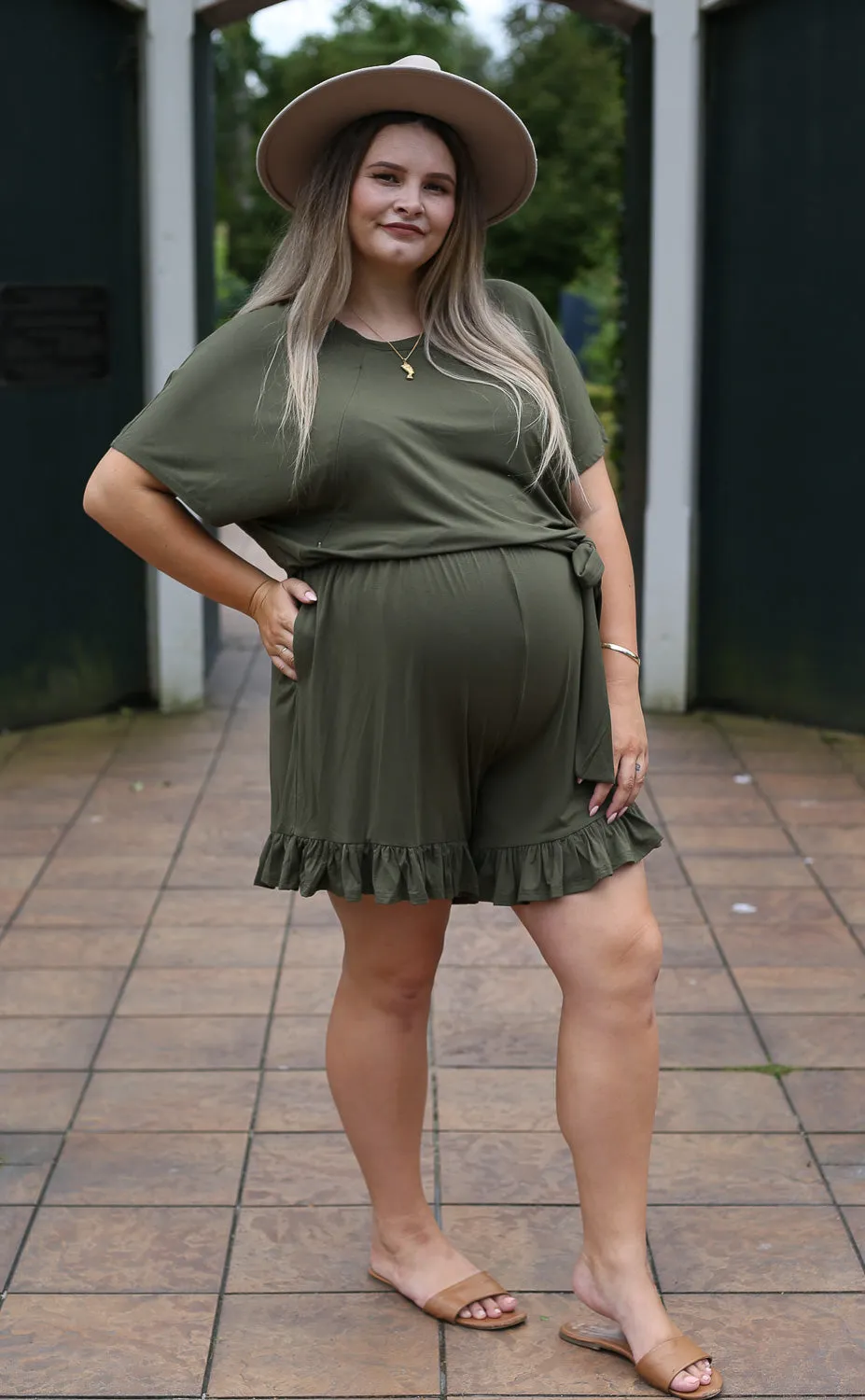 Mae Breastfeeding Jumpsuit by Addison Clothing (Khaki)