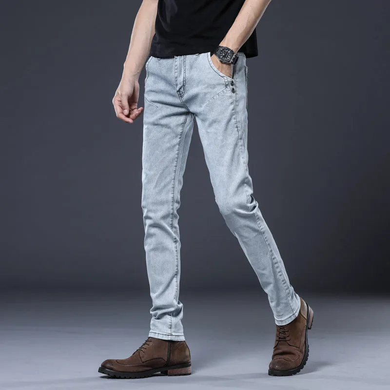 Men's Jeans Skinny Stretch Washed Basic Denim Pencil Pants