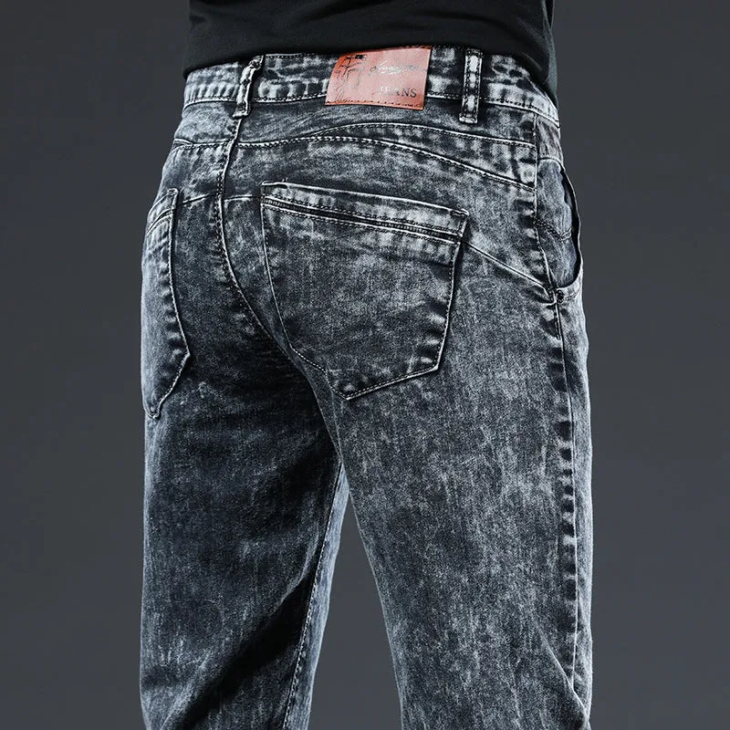 Men's Jeans Skinny Stretch Washed Basic Denim Pencil Pants