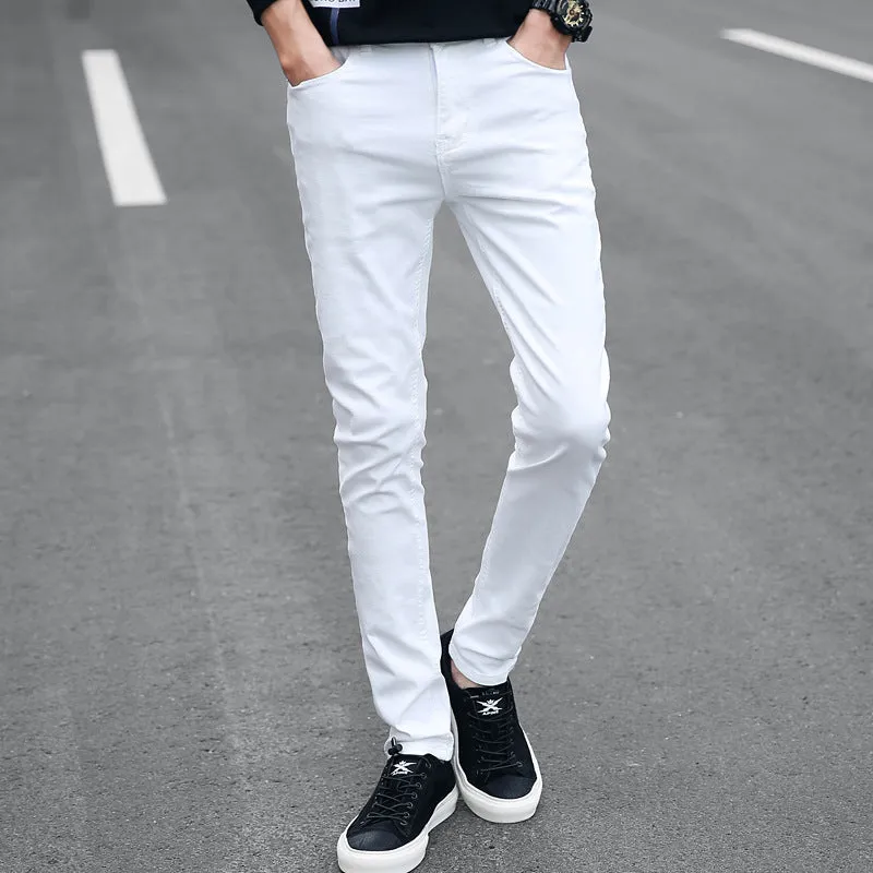 Men's Jeans Skinny Stretch Washed Basic Denim Pencil Pants