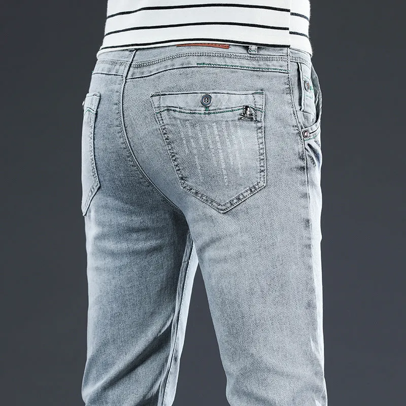 Men's Jeans Skinny Stretch Washed Basic Denim Pencil Pants