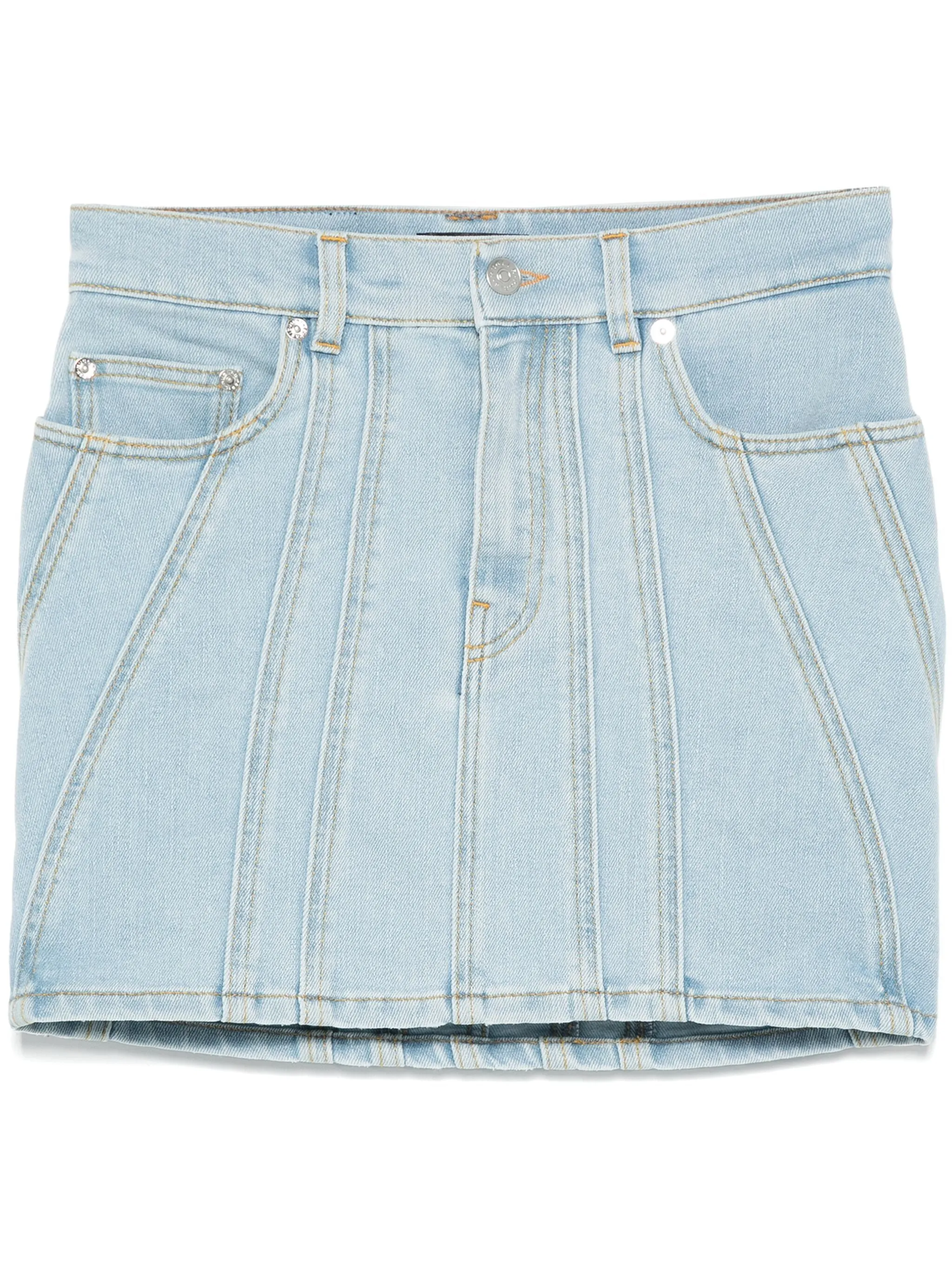 Mugler hög midja spiral denim kjol