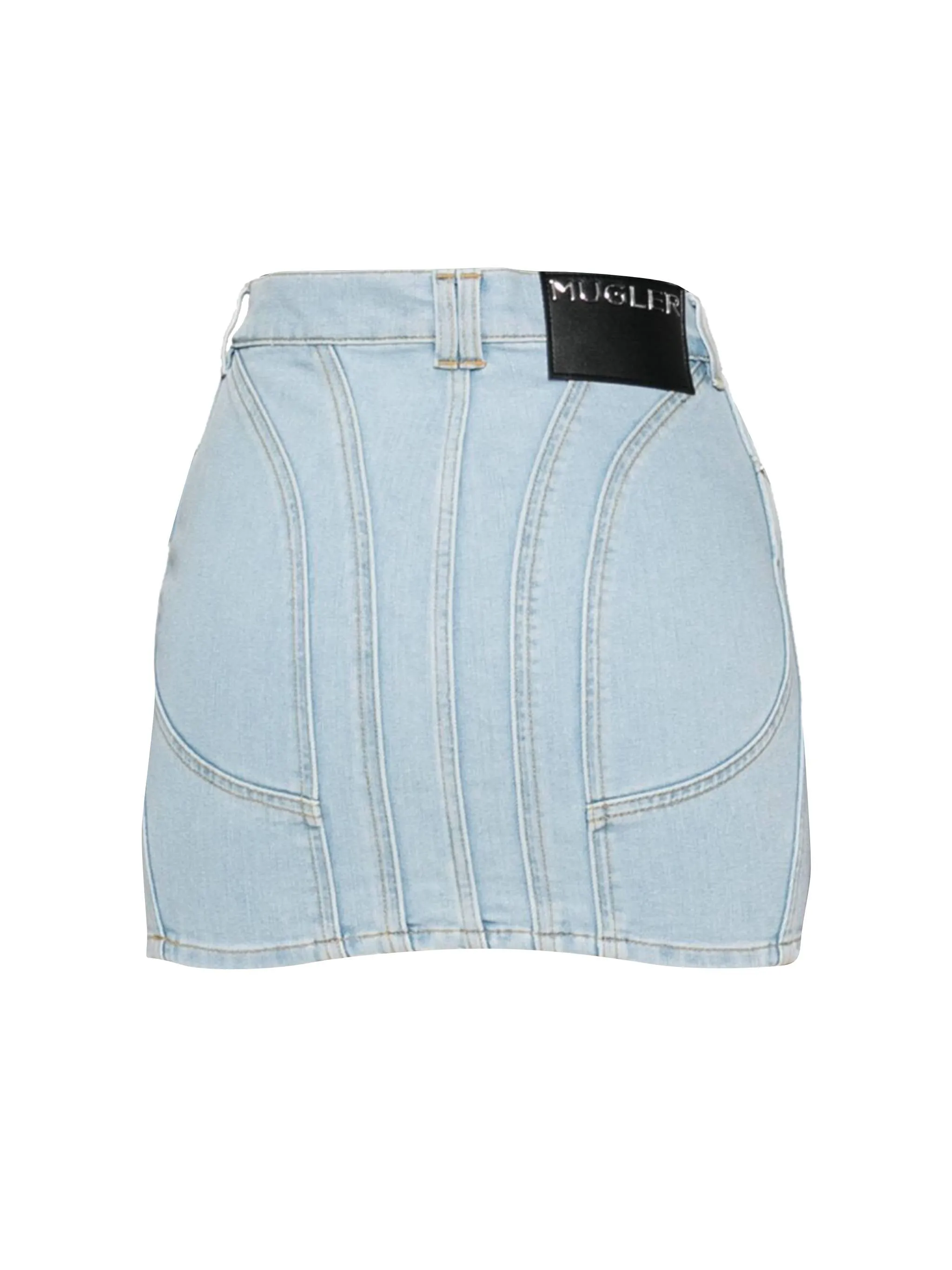 Mugler hög midja spiral denim kjol