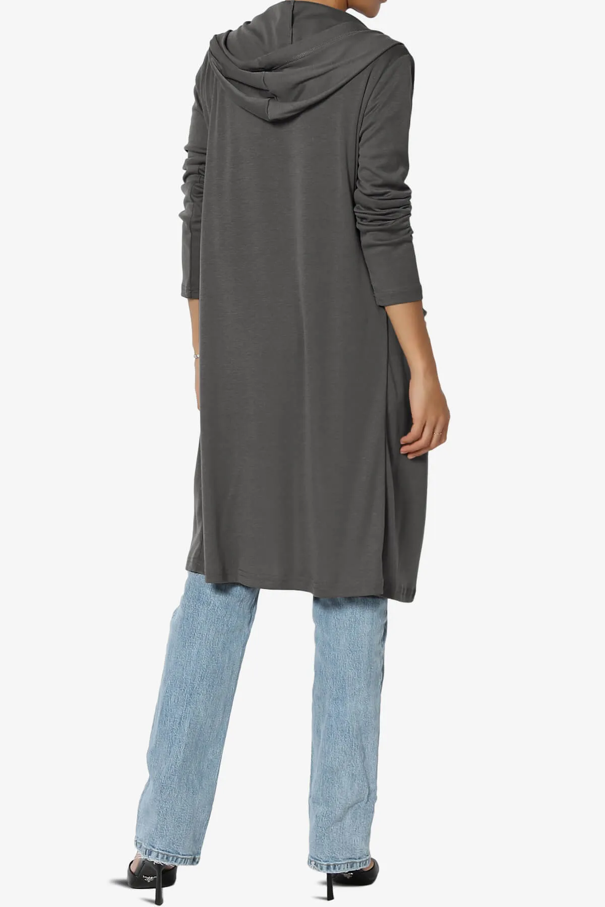 Nataly Open Front Hooded Long Cardigan
