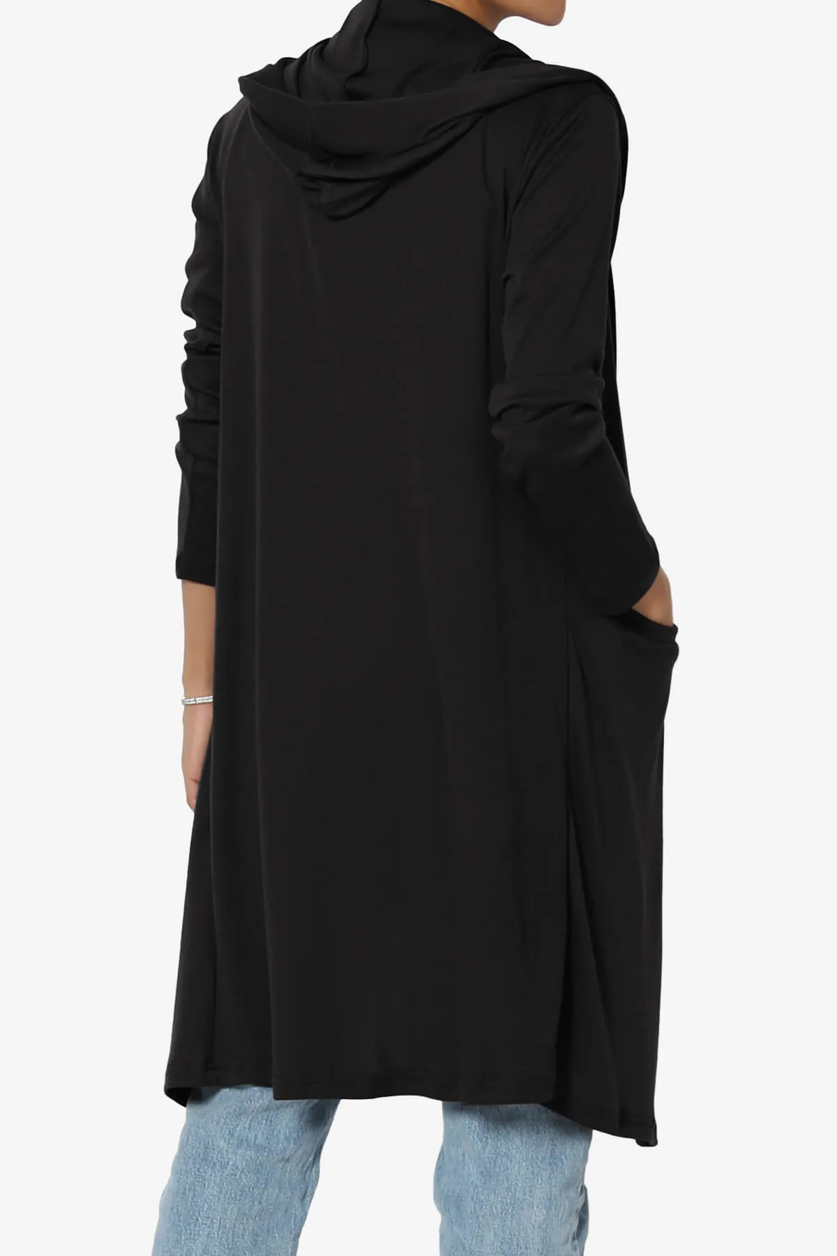 Nataly Open Front Hooded Long Cardigan
