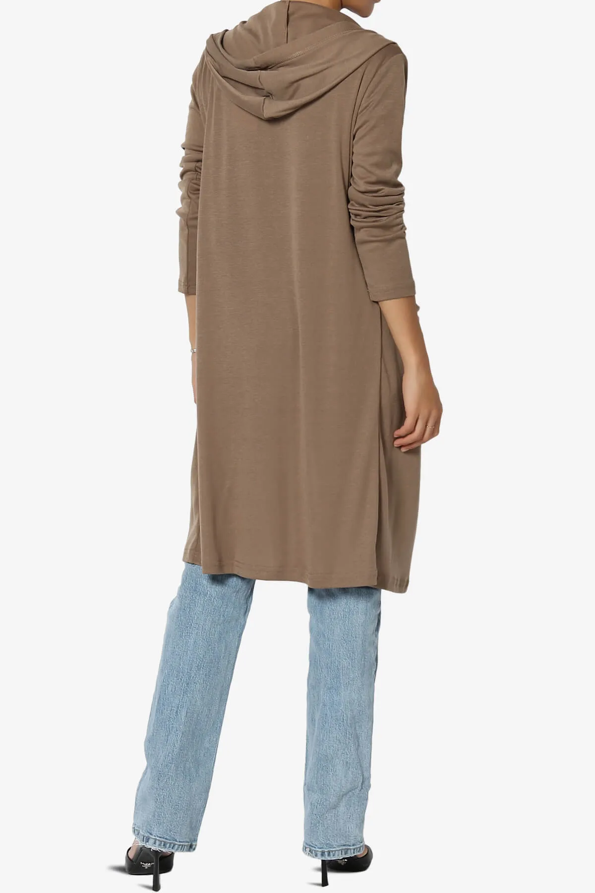 Nataly Open Front Hooded Long Cardigan