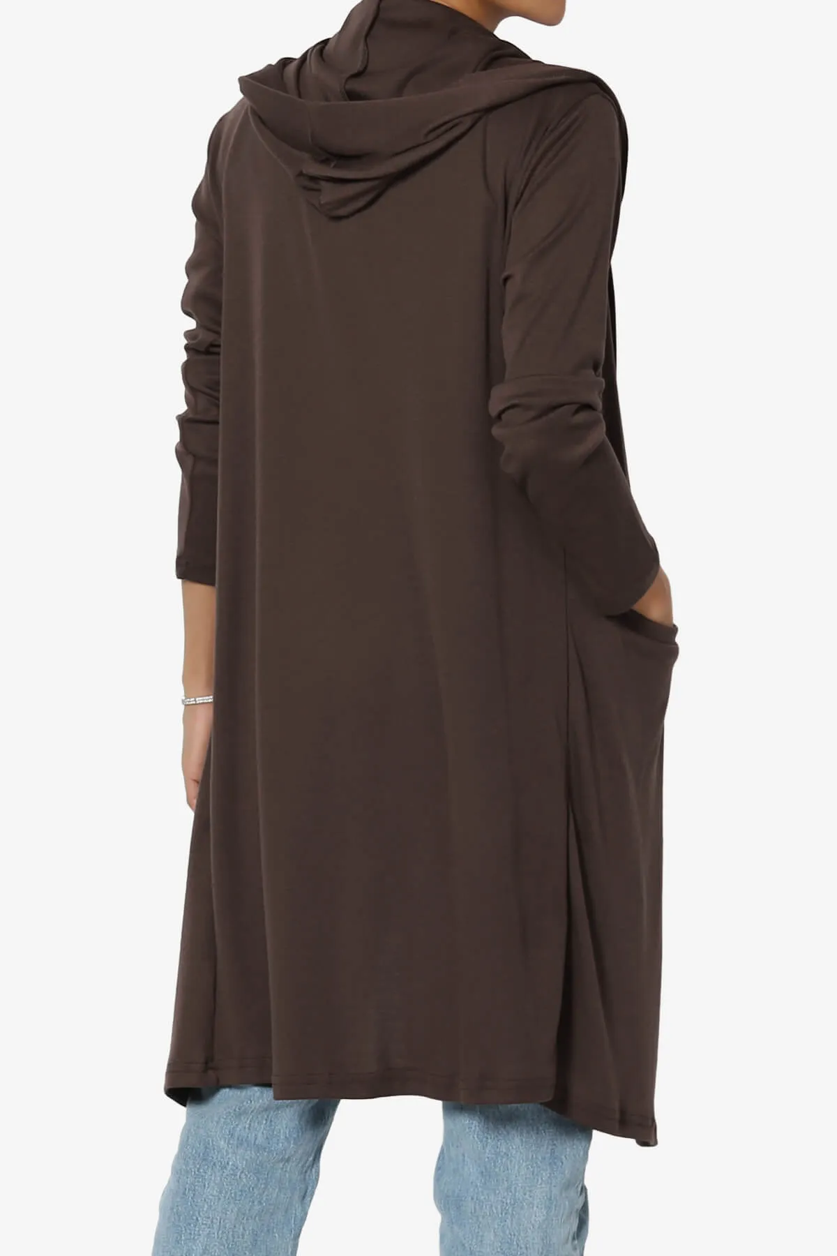 Nataly Open Front Hooded Long Cardigan