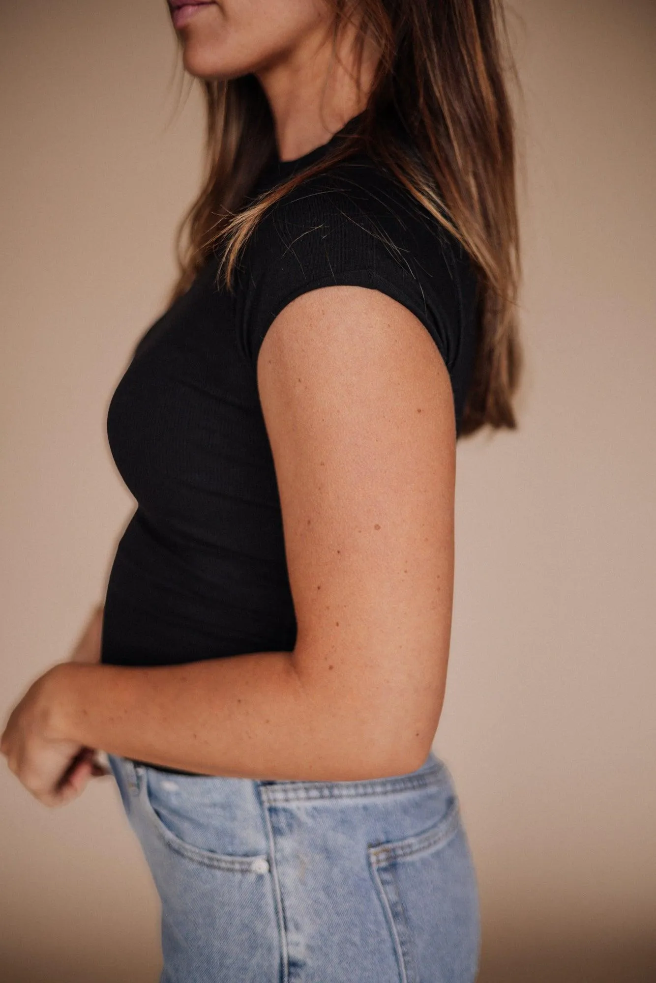 Nova Cap Sleeve Top In Black