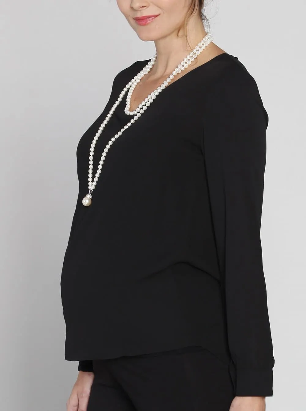 Nursing Top－Layered Chiffon Breastfeeding Blouse - White