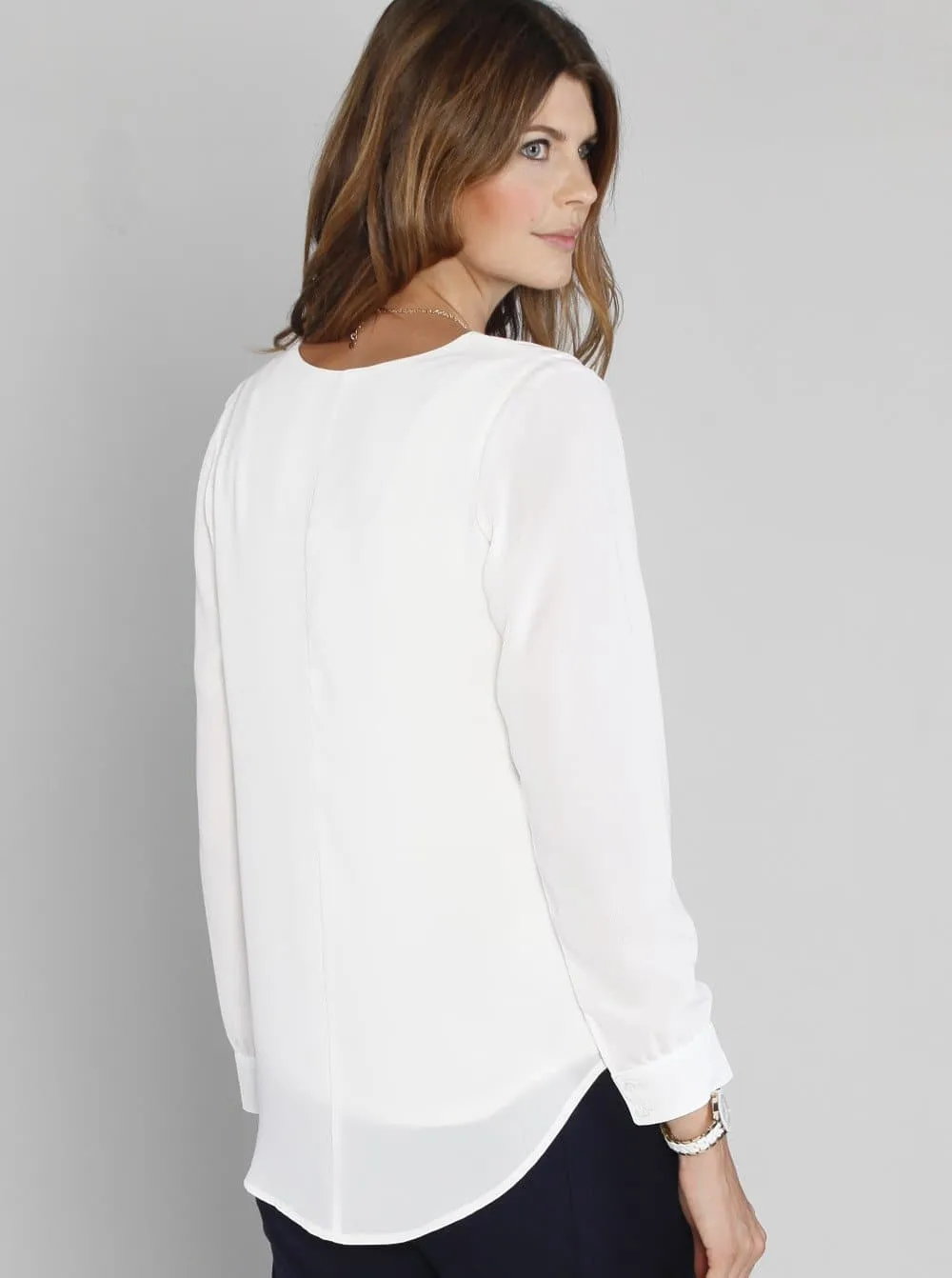 Nursing Top－Layered Chiffon Breastfeeding Blouse - White
