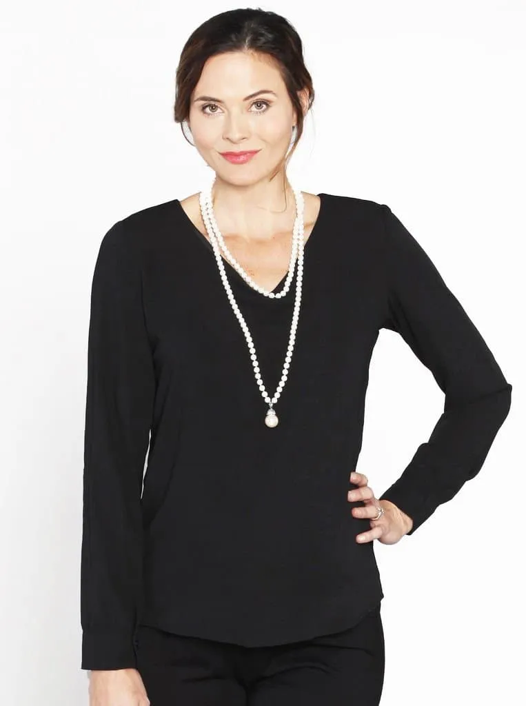 Nursing Top－Layered Chiffon Breastfeeding Blouse - White