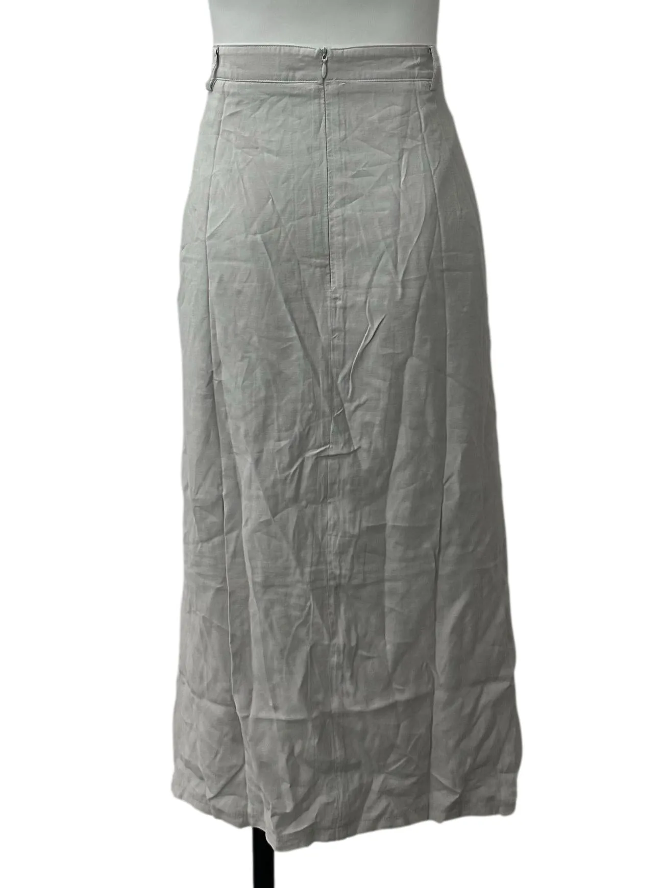 Off White Button Midi Skirt
