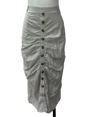 Off White Button Midi Skirt