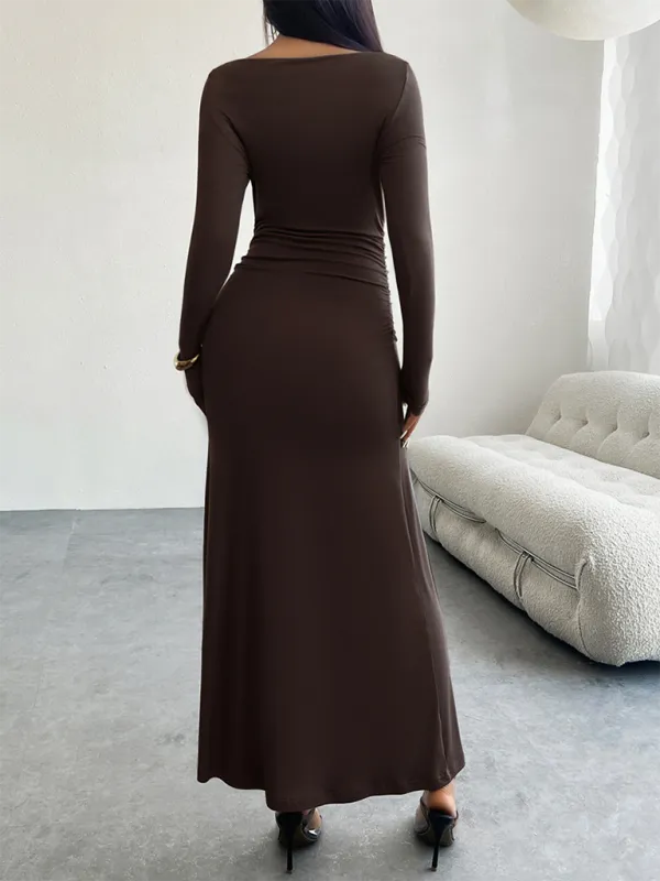 One-Shoulder Maxi Dress with Ruched Detail