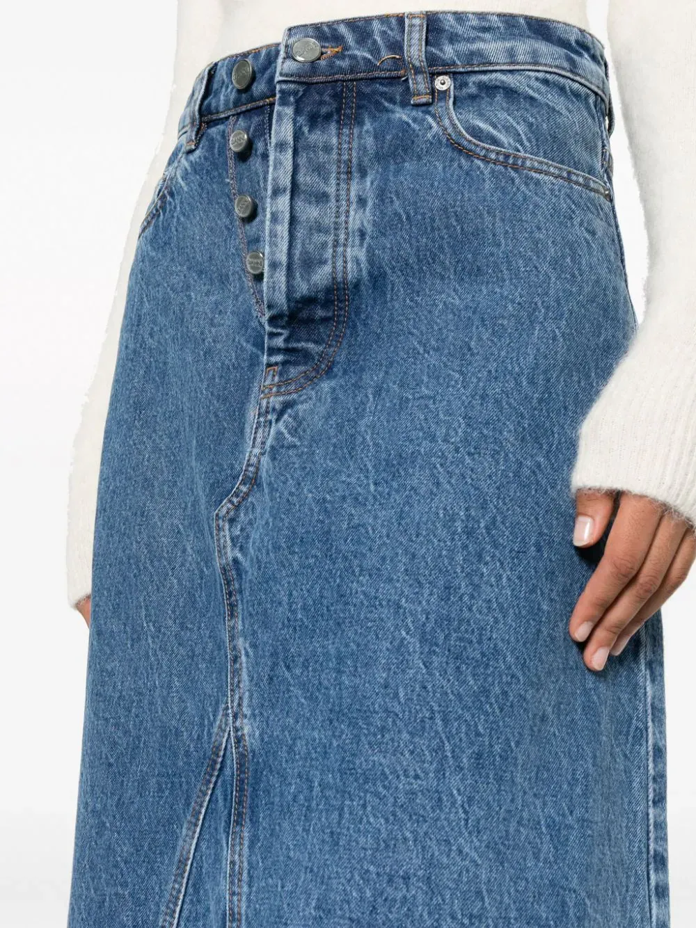 Overdyed Cutline Denim Skirt