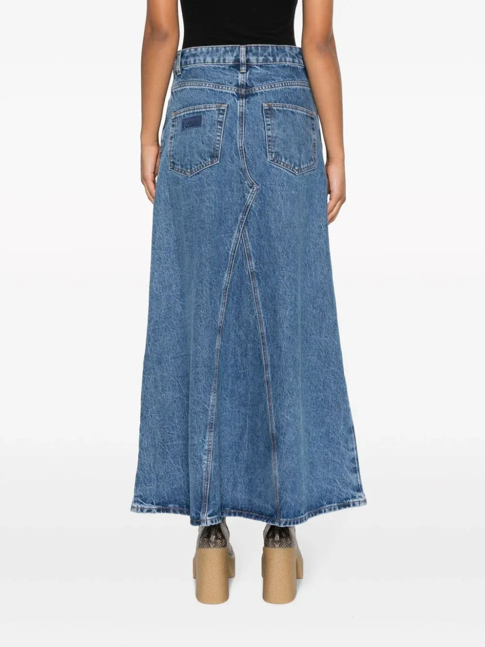 Overdyed Cutline Denim Skirt