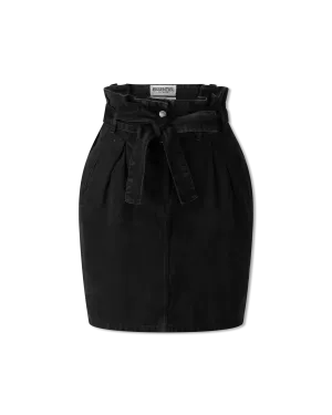 Paperbag Waist Denim Mini Skirt