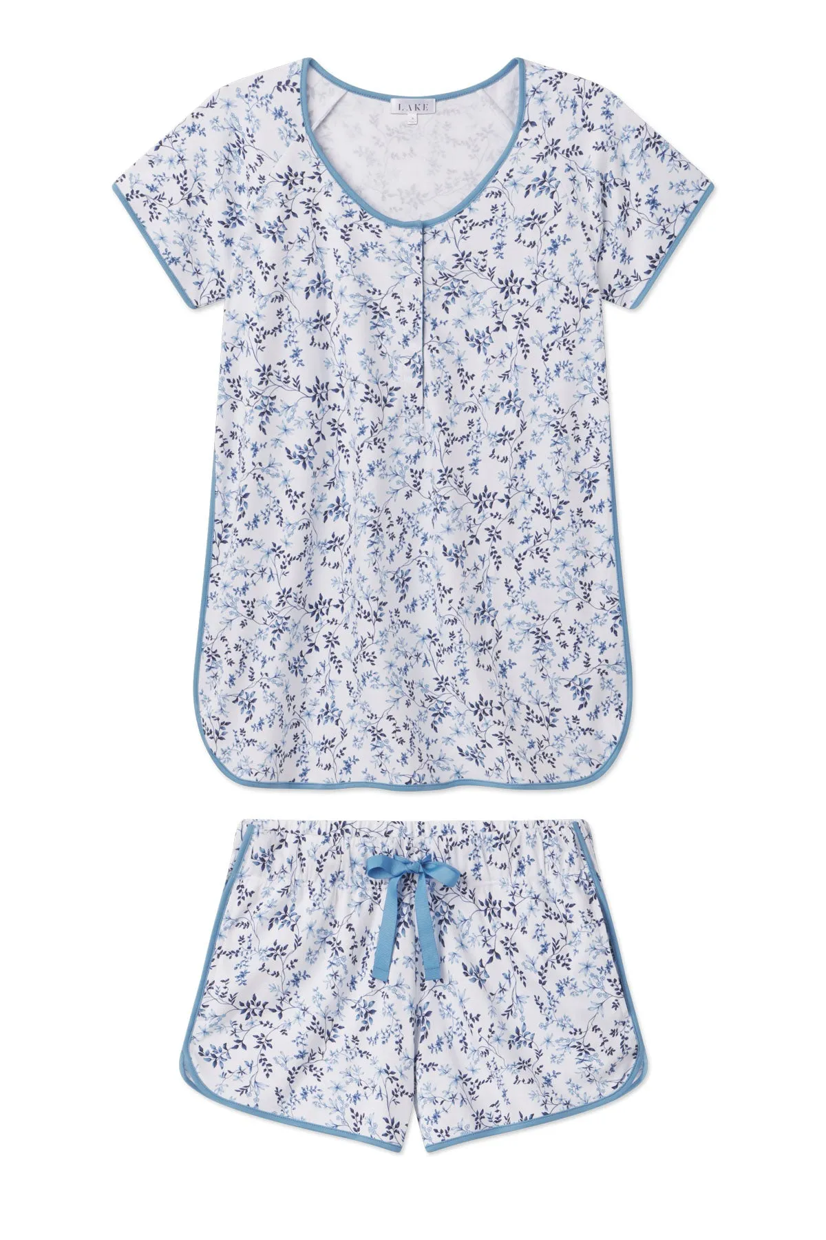 Pima Maternity Shorts Set in Serene Blue Botanical Vines
