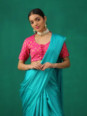 Pink Elegance Brocade Blouse with Elastic Loops