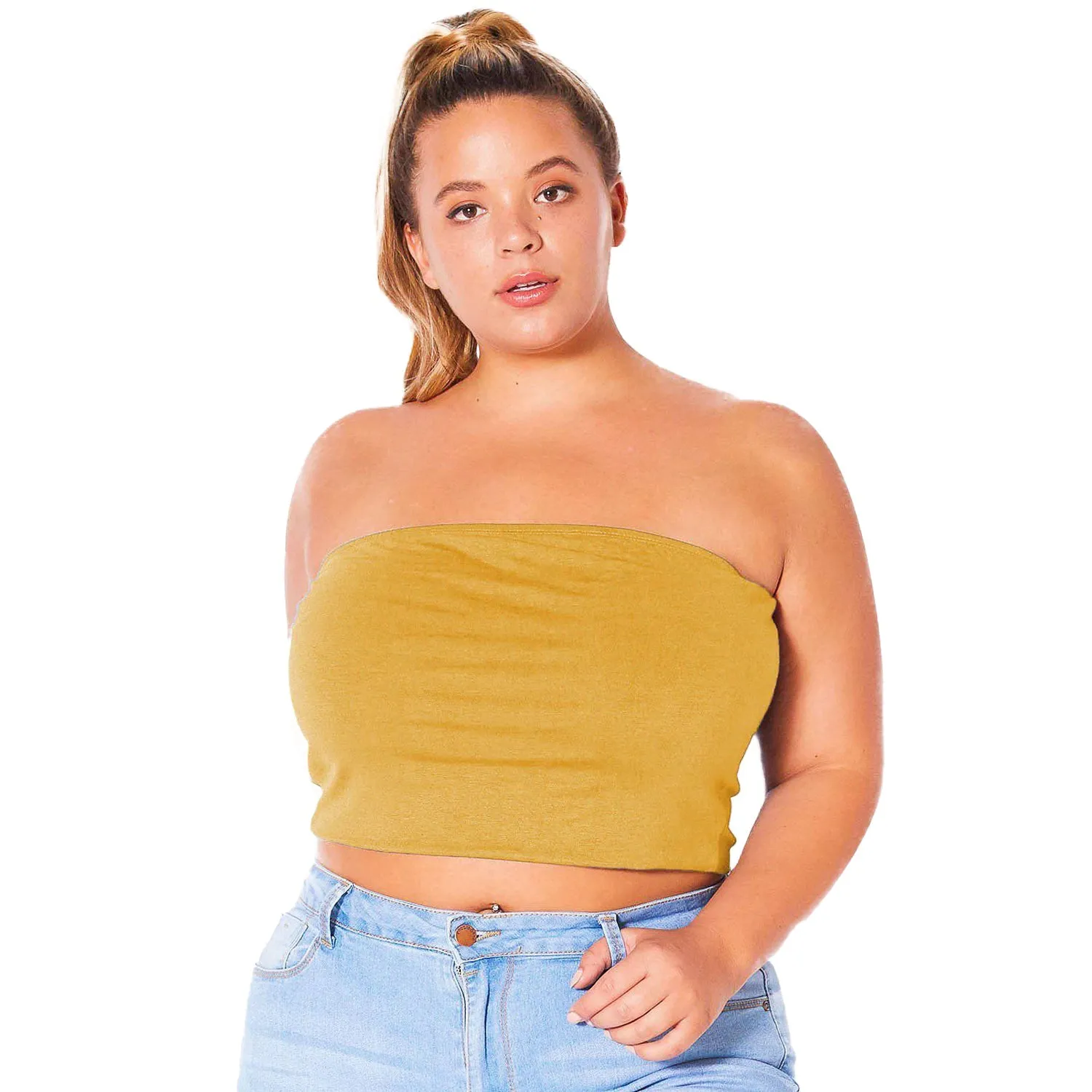 Plus Size Women's Sleeveless Cropped Tube Top