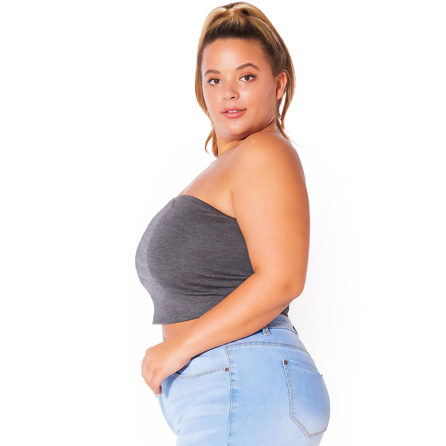 Plus Size Women's Sleeveless Cropped Tube Top