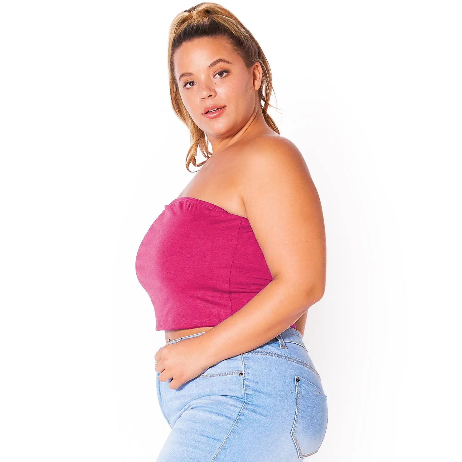 Plus Size Women's Sleeveless Cropped Tube Top