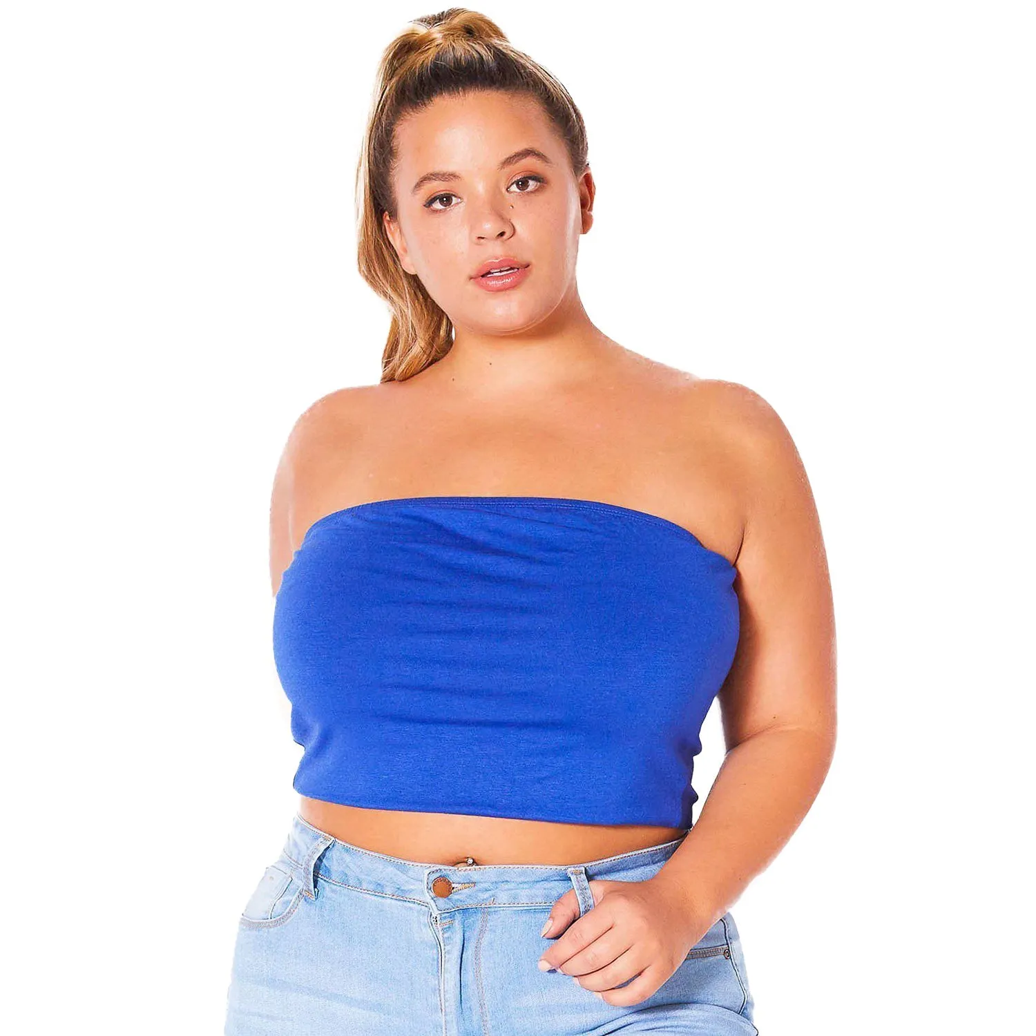 Plus Size Women's Sleeveless Cropped Tube Top