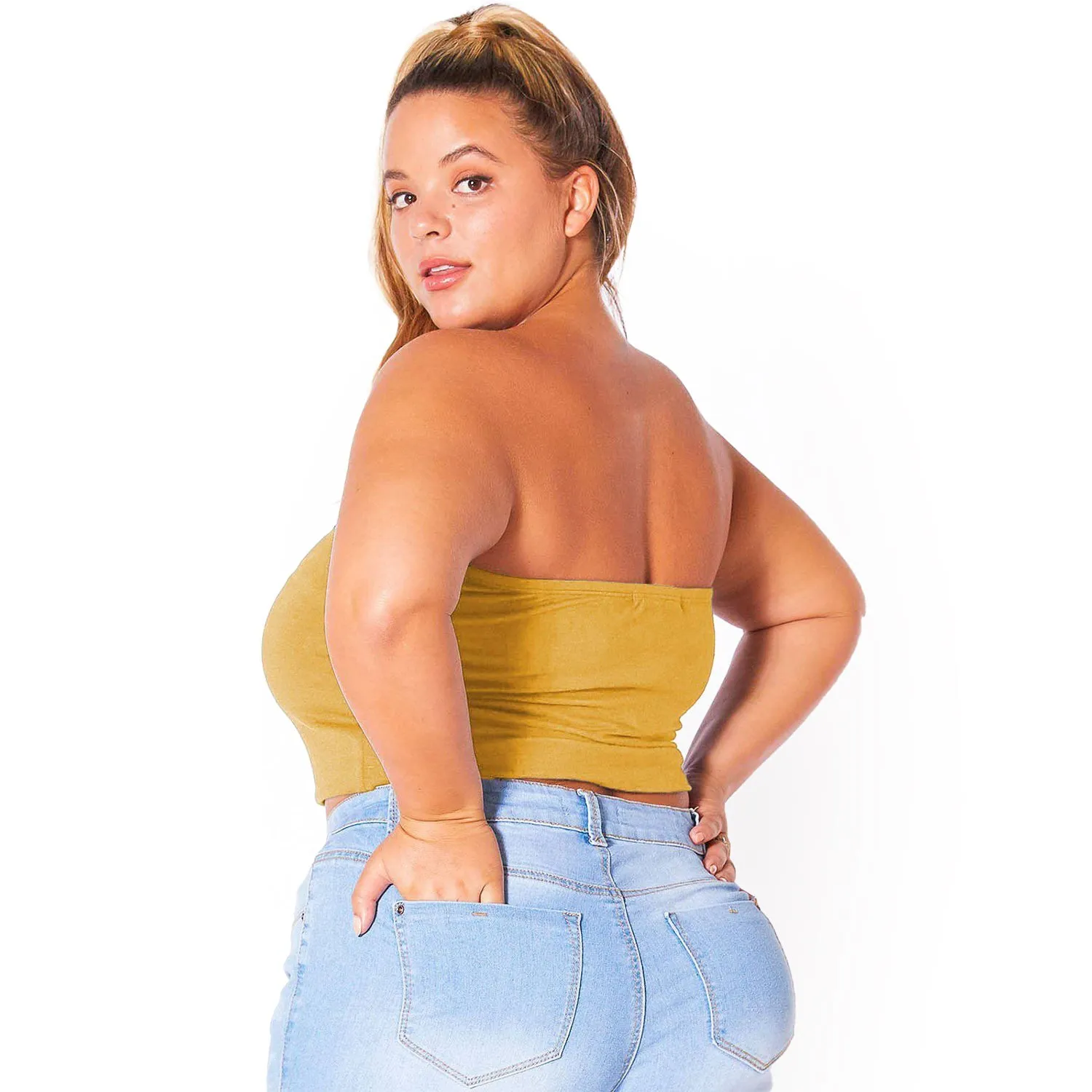 Plus Size Women's Sleeveless Cropped Tube Top