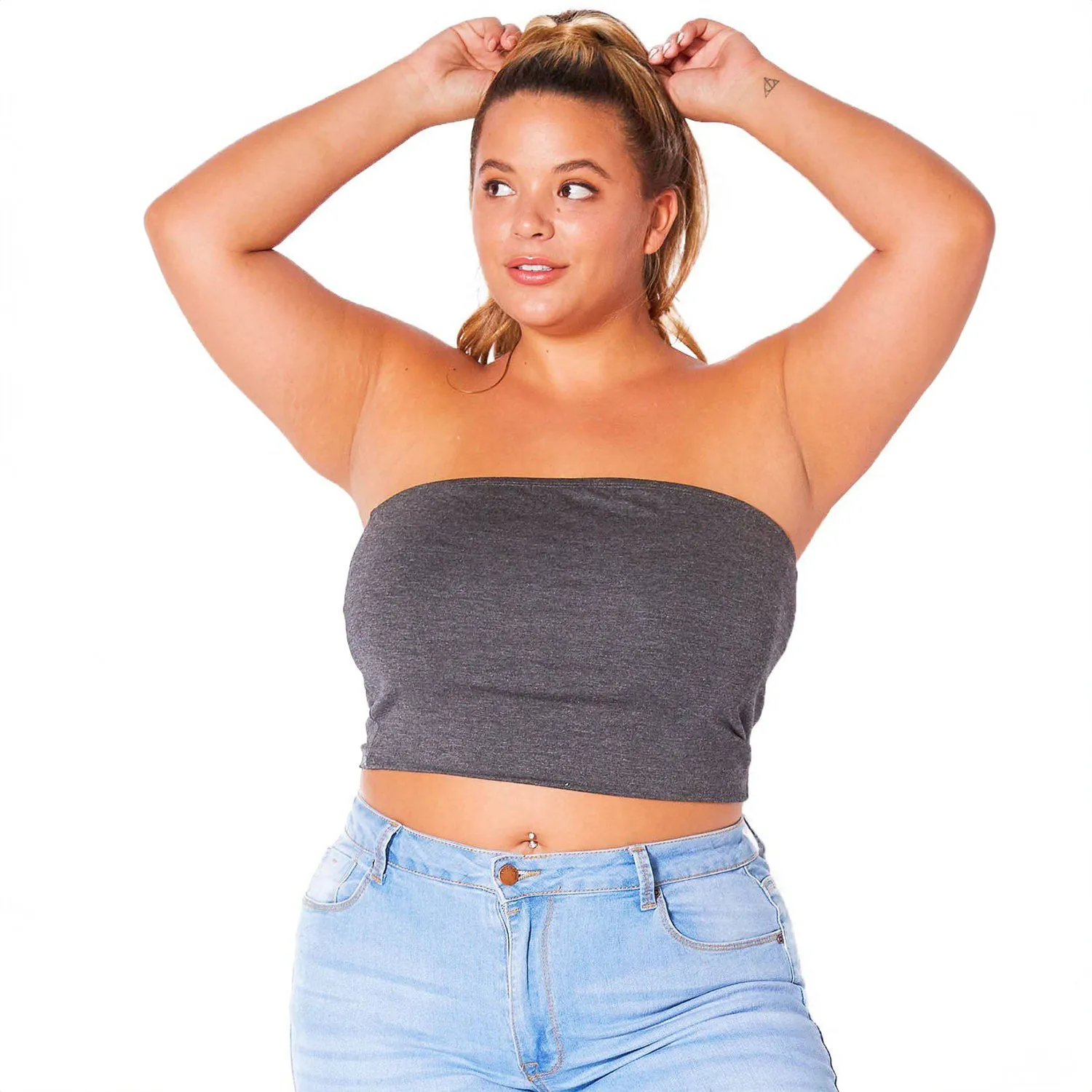 Plus Size Women's Sleeveless Cropped Tube Top