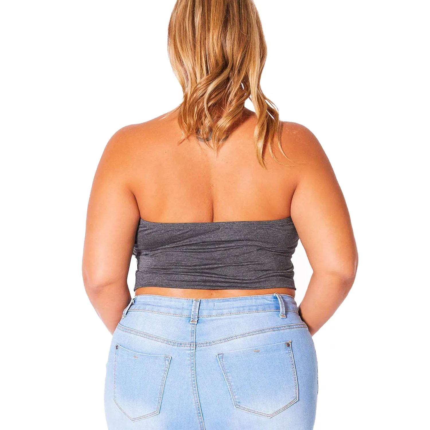 Plus Size Women's Sleeveless Cropped Tube Top