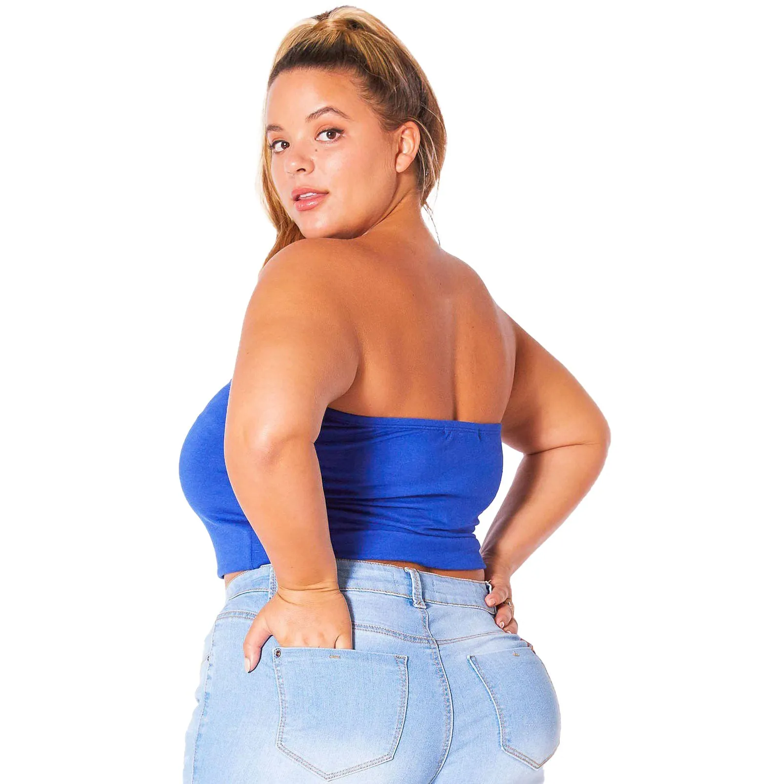 Plus Size Women's Sleeveless Cropped Tube Top