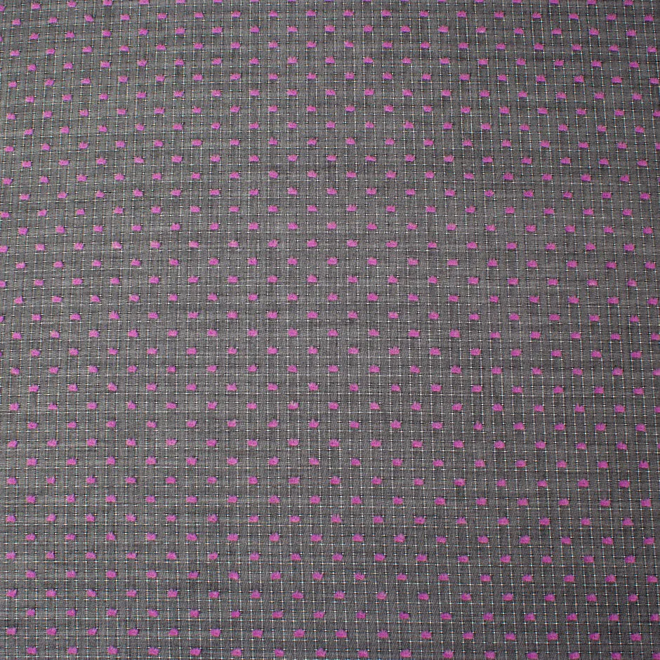 Purple Spotted Black Cotton Voile Jacquard