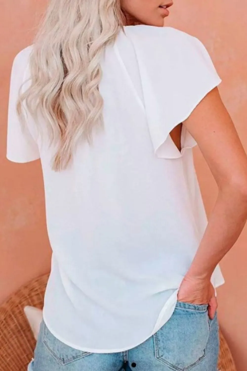 Raglan Sleeve Vneck  Casual Blouse