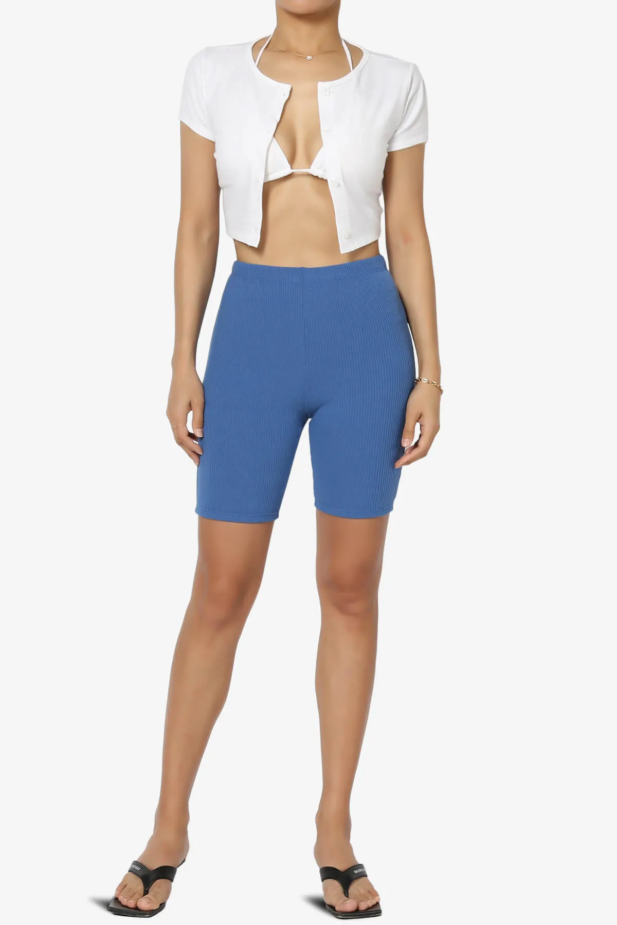 Rebecka Ribbed Basic Biker Shorts