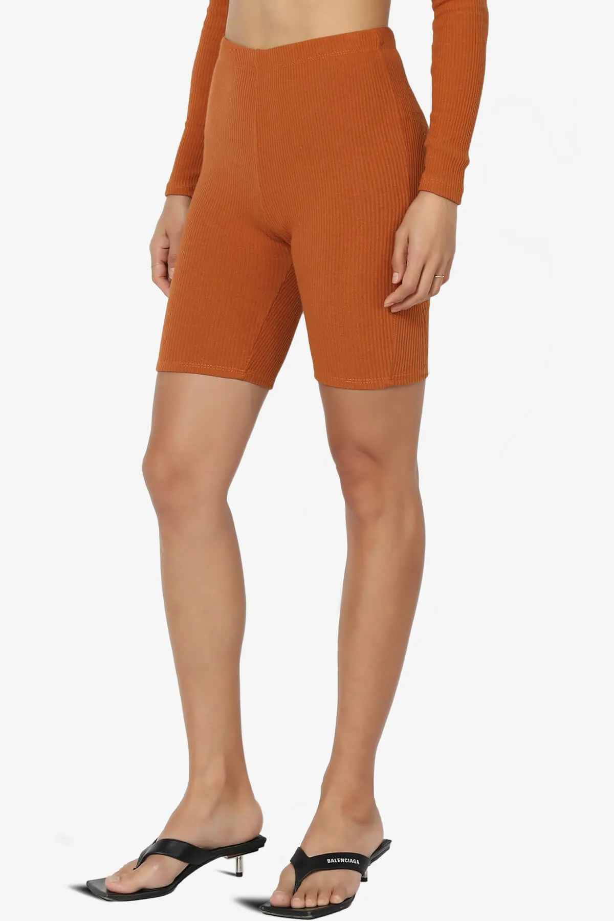 Rebecka Ribbed Basic Biker Shorts