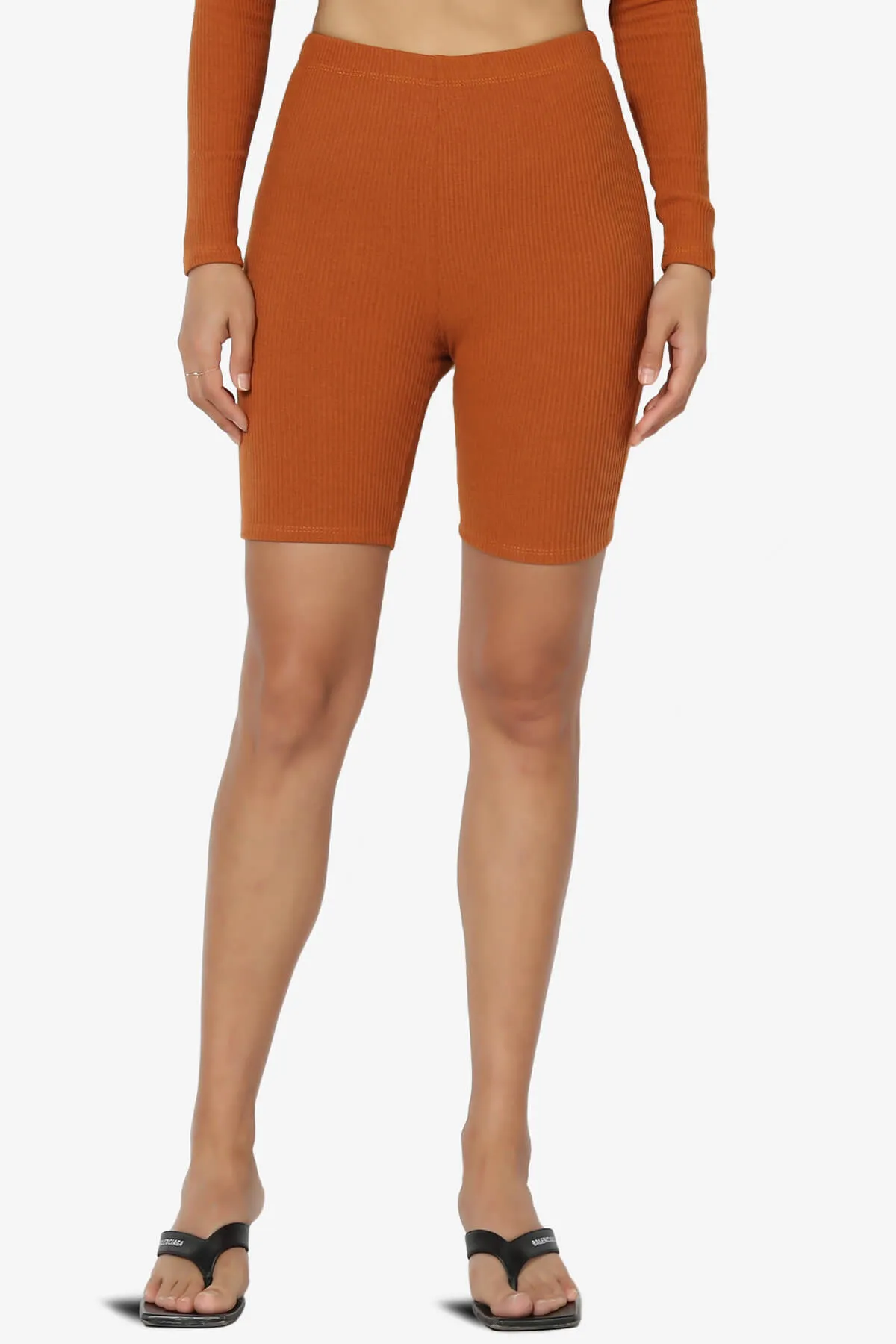 Rebecka Ribbed Basic Biker Shorts