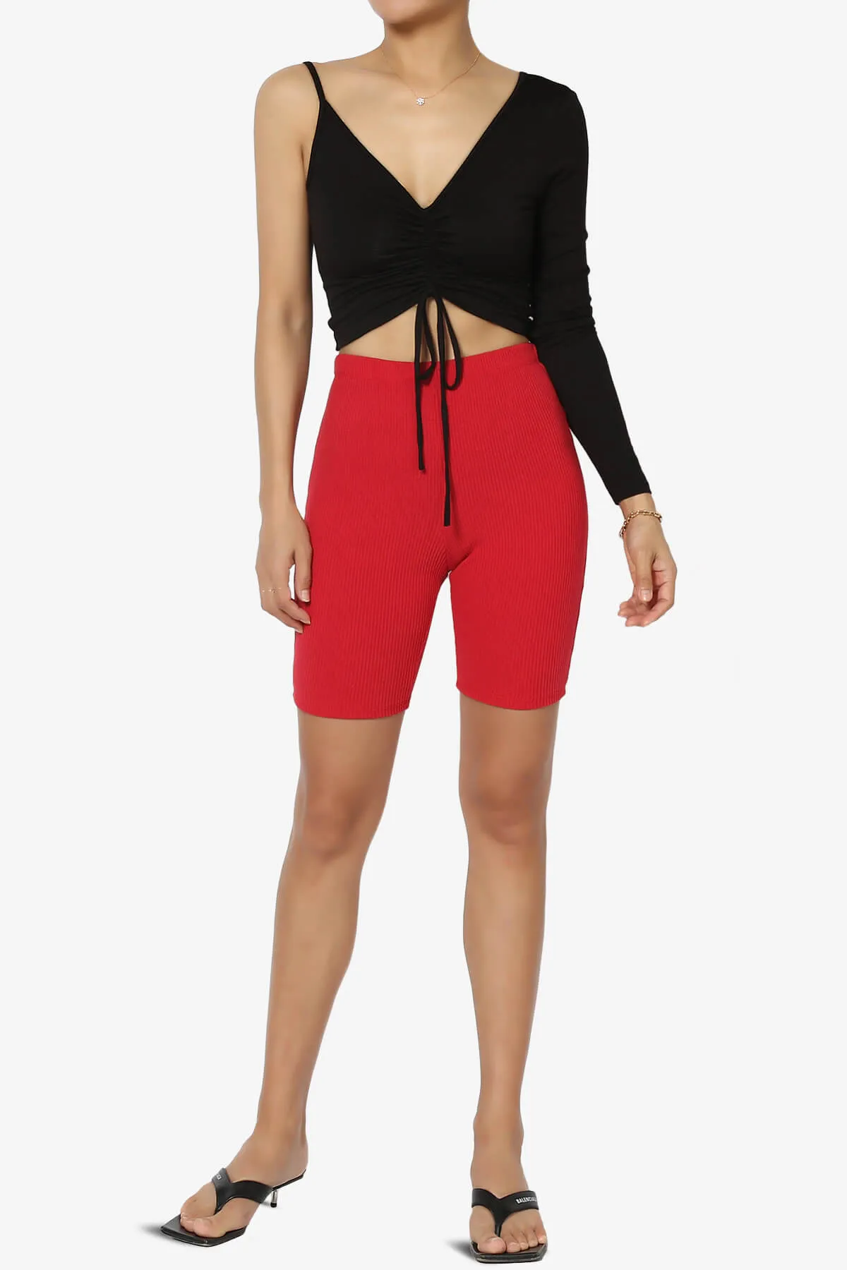 Rebecka Ribbed Basic Biker Shorts